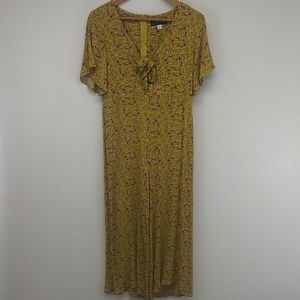 Blue Rain Yellow Floral Wide Leg Jumpsuit